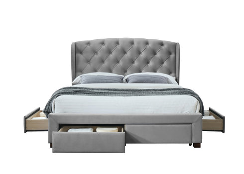Hope Fabric Bed Grey Velvet